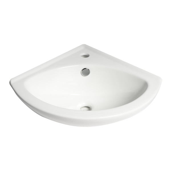 ALFI brand ABC120 White 22" Corner Wall Mounted Ceramic Sink with Faucet Hole