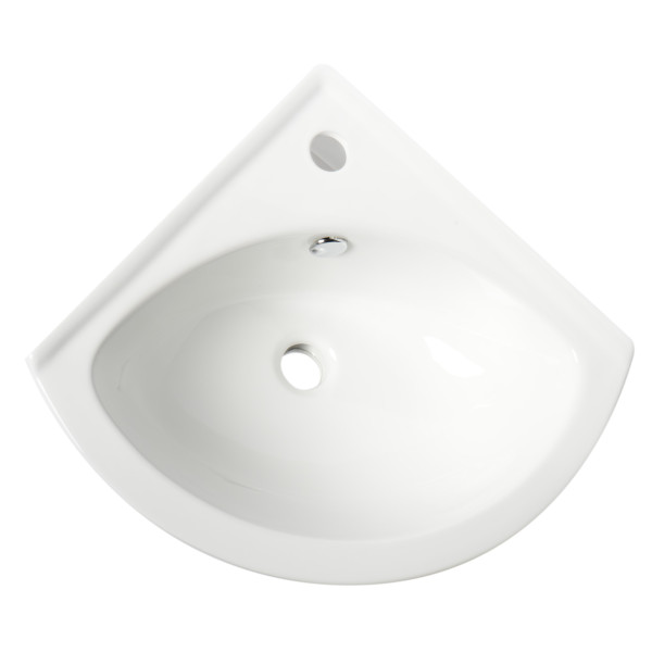 ALFI brand ABC120 White 22" Corner Wall Mounted Ceramic Sink with Faucet Hole
