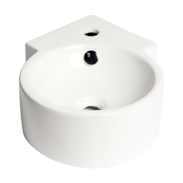 ALFI brand ABC121 White 17" Tiny Corner Wall Mounted Ceramic Sink + Faucet Hole