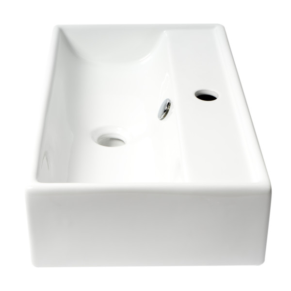 ALFI brand ABC122 White 22" Rectangular Wall Mounted Ceramic Sink + Faucet Hole