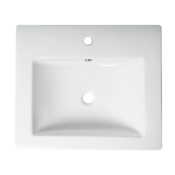 ALFI brand ABC701 White 24" Rectangular Semi Recessed Ceramic Sink + Faucet Hole