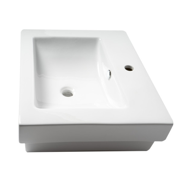 ALFI brand ABC701 White 24" Rectangular Semi Recessed Ceramic Sink + Faucet Hole