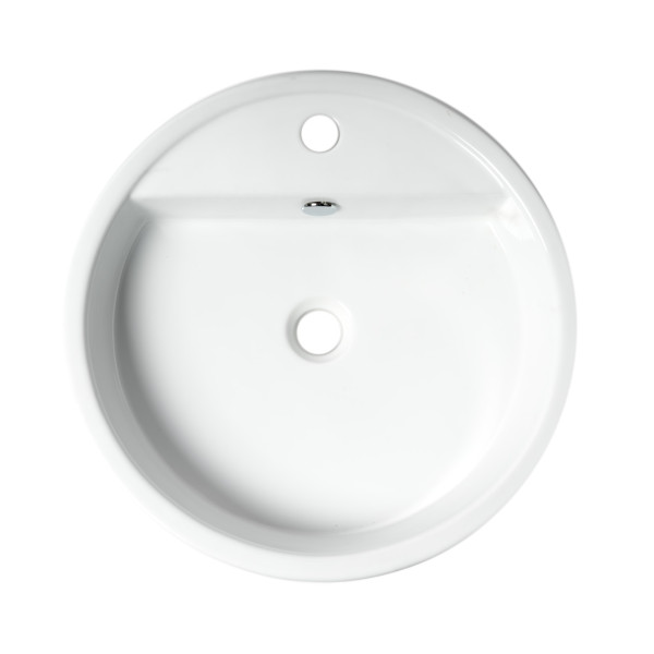 ALFI brand ABC702 White 19" Round Semi Recessed Ceramic Sink with Faucet Hole