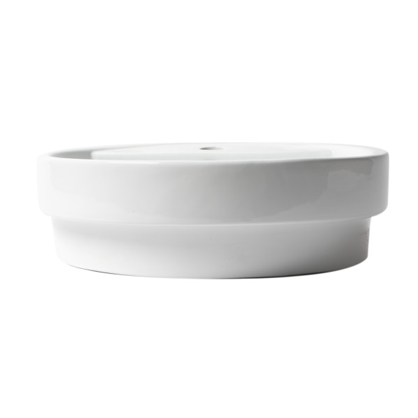 ALFI brand ABC702 White 19" Round Semi Recessed Ceramic Sink with Faucet Hole
