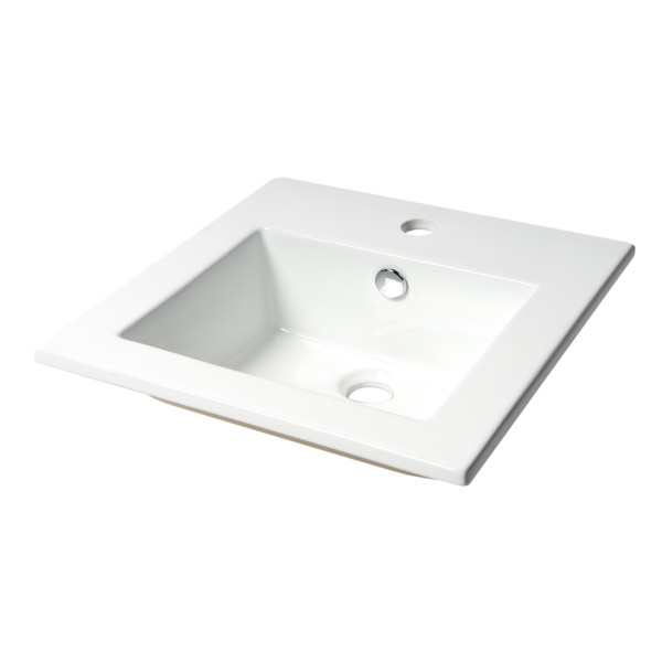 ALFI brand ABC801 White 17" Square Drop In Ceramic Sink with Faucet Hole