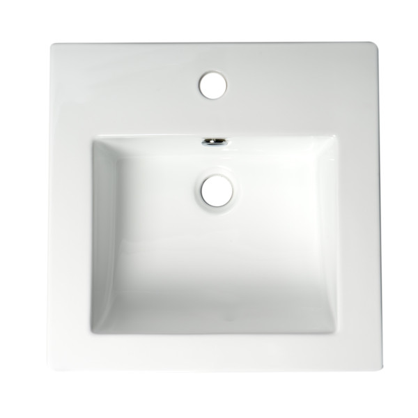 ALFI brand ABC801 White 17" Square Drop In Ceramic Sink with Faucet Hole