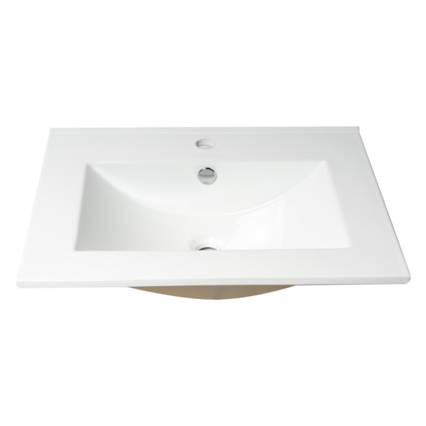 ALFI brand ABC803 White 25" Rectangular Drop In Ceramic Sink with Faucet Hole
