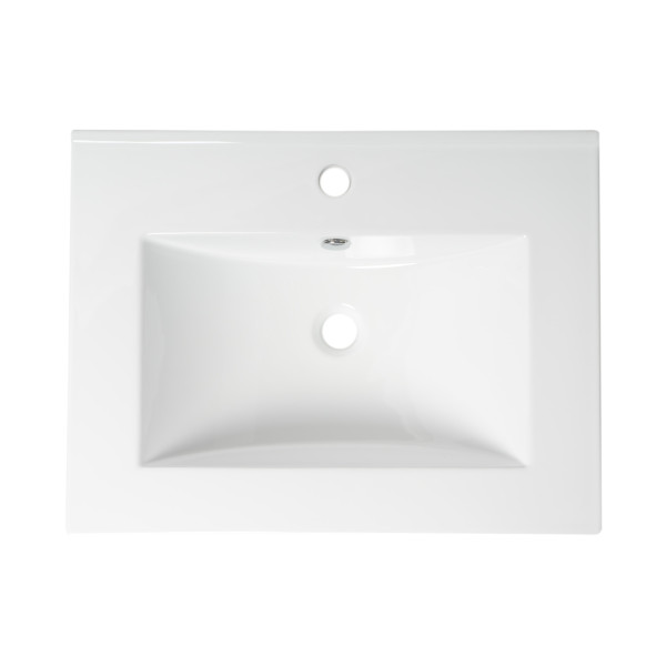 ALFI brand ABC803 White 25" Rectangular Drop In Ceramic Sink with Faucet Hole