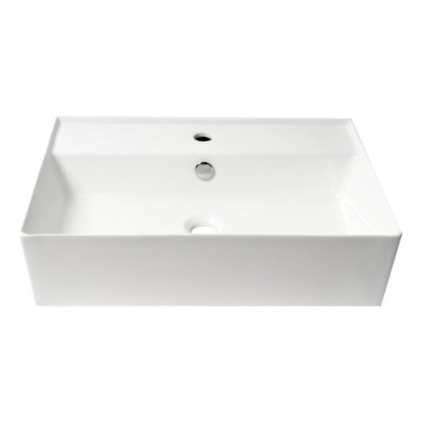 ALFI brand ABC901 24" Modern Rectangular Above Mount Ceramic Sink + Faucet Hole