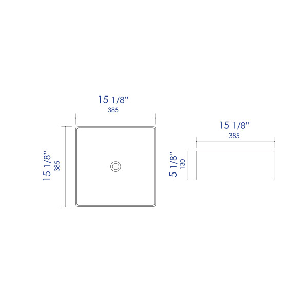 ALFI brand ABC903 16" Modern Square Above Mount Ceramic Sink