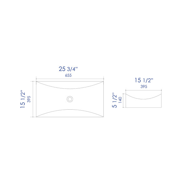 ALFI brand ABC904 White 26" Fancy Rectangular Above Mount Ceramic Sink