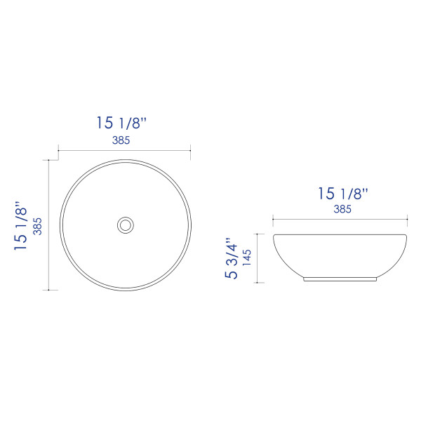 ALFI brand ABC906 Black & White 15" Round Vessel Above Mount Ceramic Sink
