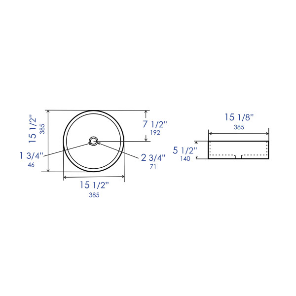 ALFI brand ABC907 15" Round Above Mount Ceramic Sink