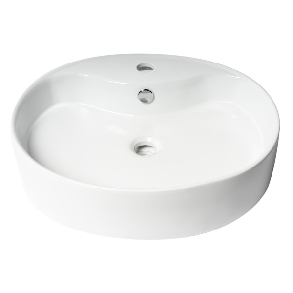 ALFI brand ABC910 White 22" Oval Above Mount Ceramic Sink with Faucet Hole
