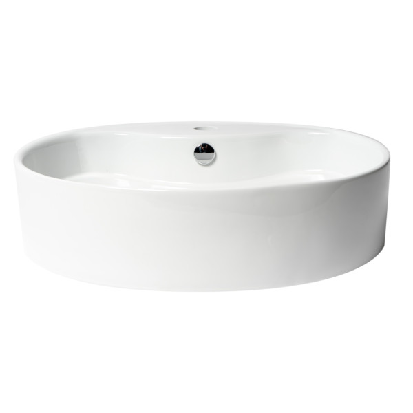 ALFI brand ABC910 White 22" Oval Above Mount Ceramic Sink with Faucet Hole