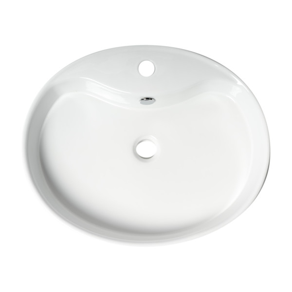 ALFI brand ABC910 White 22" Oval Above Mount Ceramic Sink with Faucet Hole