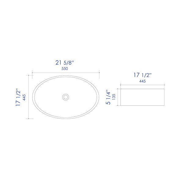 ALFI brand ABC911 White 22" Oval Above Mount Ceramic Sink