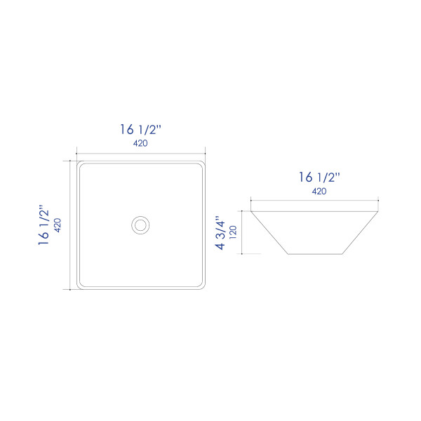 ALFI brand ABC912 White 17" Square Above Mount Ceramic Sink