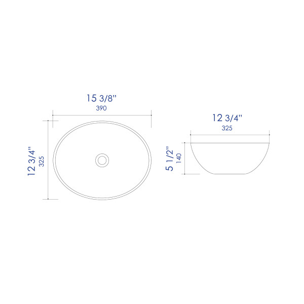 ALFI brand ABC913 White 16" Egg Shape Above Mount Ceramic Sink