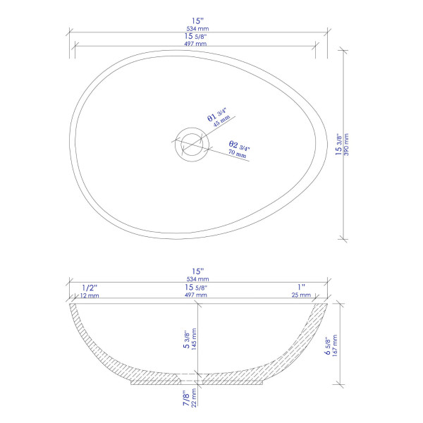 ALFI brand ABCO21O 21" Solid Concrete Tear Drop Above Mount Vessel Sink
