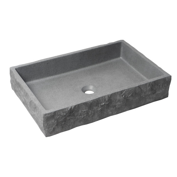 ALFI brand ABCO24R 24" Solid Concrete Chiseled Style Above Mount Vessel Sink