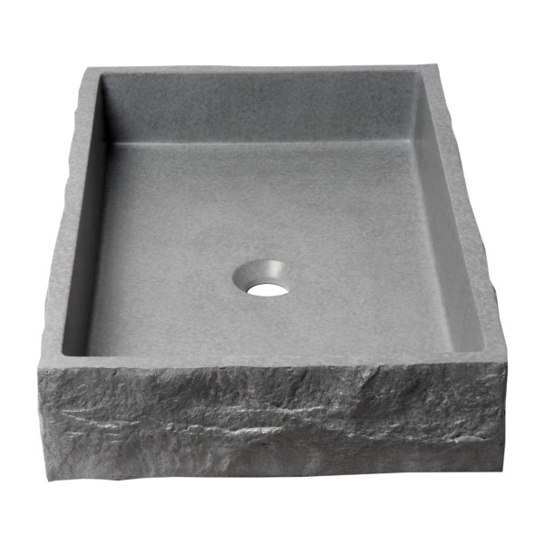 ALFI brand ABCO24R 24" Solid Concrete Chiseled Style Above Mount Vessel Sink