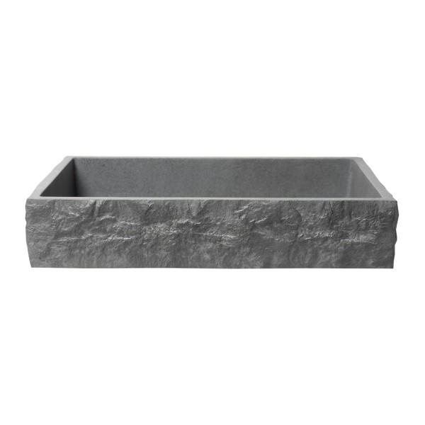 ALFI brand ABCO24R 24" Solid Concrete Chiseled Style Above Mount Vessel Sink