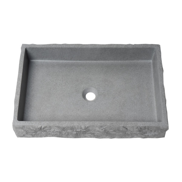 ALFI brand ABCO24R 24" Solid Concrete Chiseled Style Above Mount Vessel Sink