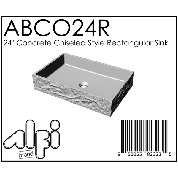ALFI brand ABCO24R 24" Solid Concrete Chiseled Style Above Mount Vessel Sink