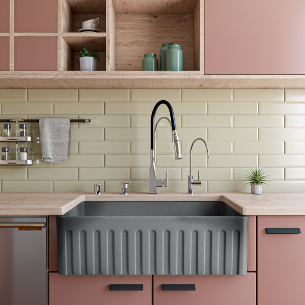 ALFI brand ABCO3320SB 33" Fireclay Farmhouse Kitchen Sink In Concrete Color