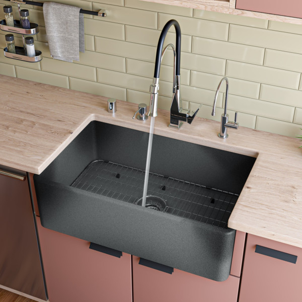 ALFI brand ABCO3320SB 33" Fireclay Farmhouse Kitchen Sink In Concrete Color