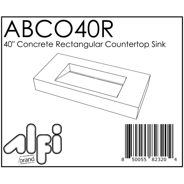 ALFI brand ABCO40R 40" Solid Concrete Rectangular Countertop Sink