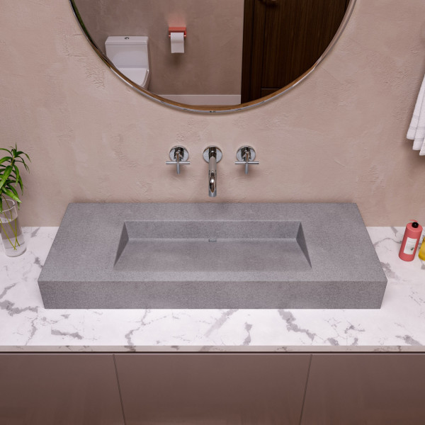 ALFI brand ABCO48R 48" Solid Concrete Rectangular Countertop Sink