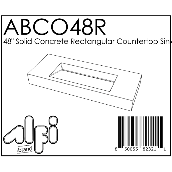 ALFI brand ABCO48R 48" Solid Concrete Rectangular Countertop Sink