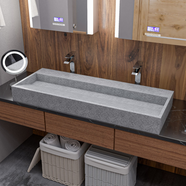 ALFI brand ABCO48TR 48" Solid Concrete Gray Matte Trough Sink for the Bathroom