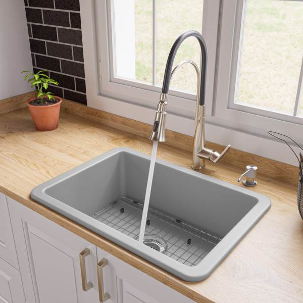ALFI brand ABF2718UD 27" x 18" Fireclay Undermount / Drop Firelcay Kitchen Sink