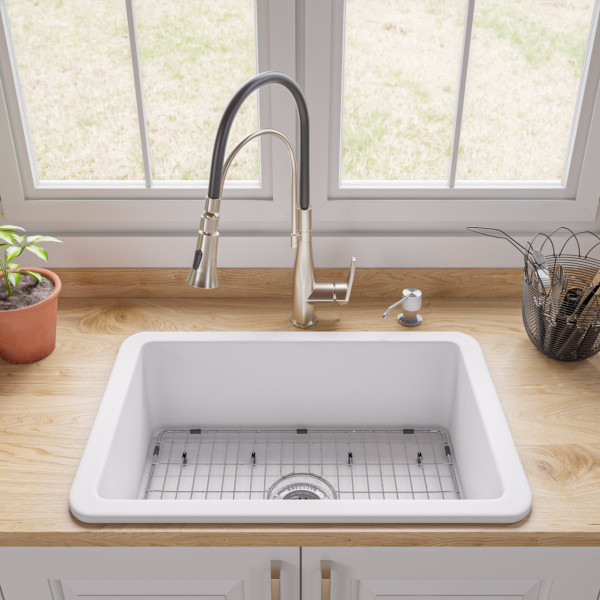 ALFI brand ABF2718UD 27" x 18" Fireclay Undermount / Drop Firelcay Kitchen Sink