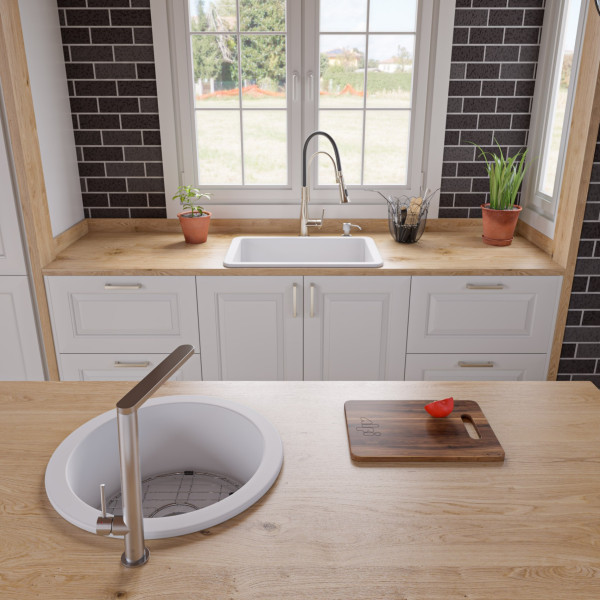 ALFI brand ABF2718UD 27" x 18" Fireclay Undermount / Drop Firelcay Kitchen Sink