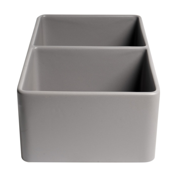 ALFI brand ABF3318D Smooth Apron 33" x 18" Double Bowl Fireclay Farm Sink