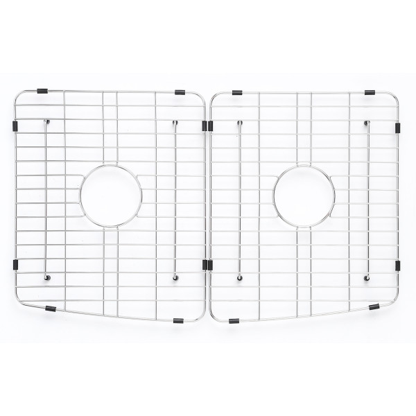 ALFI Brand ABFC3320D-W Smooth Curved Apron Two Bowl Fireclay Farm Sink with Grid