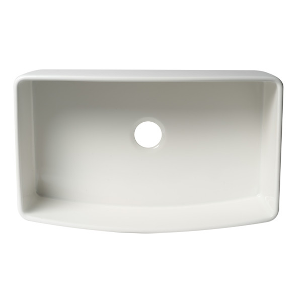 ALFI Brand ABFC3320S-W Smooth Curved Apron One Bowl Fireclay Farm Sink with Grid