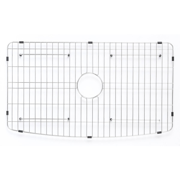 ALFI Brand ABFC3320S-W Smooth Curved Apron One Bowl Fireclay Farm Sink with Grid