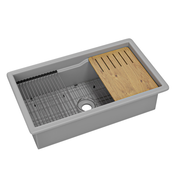 ALFI brand ABFS3219SUD 32" x 19" Workstation Fireclay Undermount Drop In Kitchen Sink