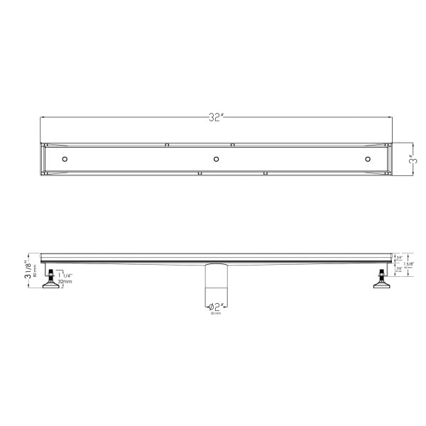 ALFI brand ABLD32A 32" Modern Stainless Steel Linear Shower Drain w/o Cover