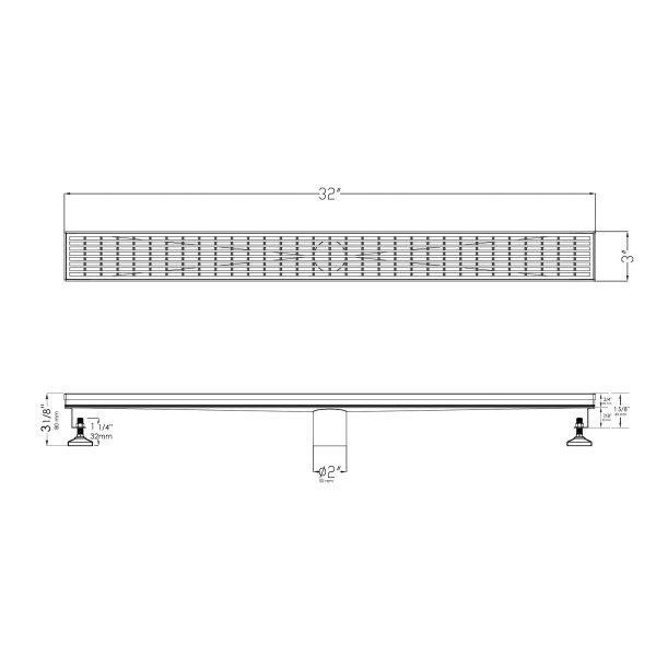 ALFI brand ABLD32D 32" Stainless Steel Linear Shower Drain w/ Groove Lines