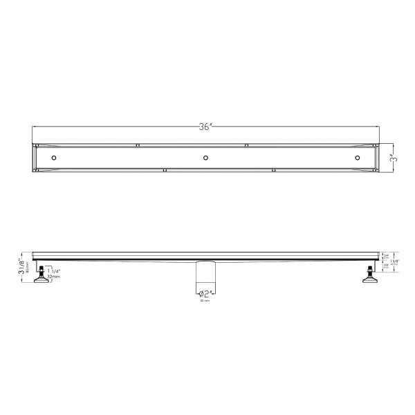 ALFI brand ABLD36A 36" Modern Stainless Steel Linear Shower Drain w/o Cover