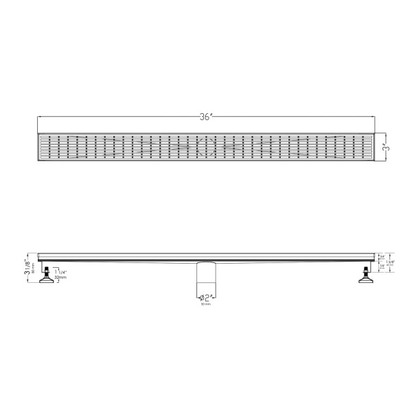 ALFI brand ABLD36D 36" Stainless Steel Linear Shower Drain w/ Groove Lines