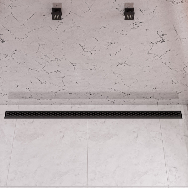 ALFI brand ABLD59C-BM 59" Stainless Black Matte Shower Drain with Groove Holes