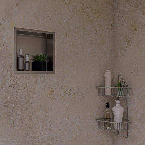 ALFI brand ABN1212 12" x 12" Square Single Shelf Stainless  Bath / Shower Niche