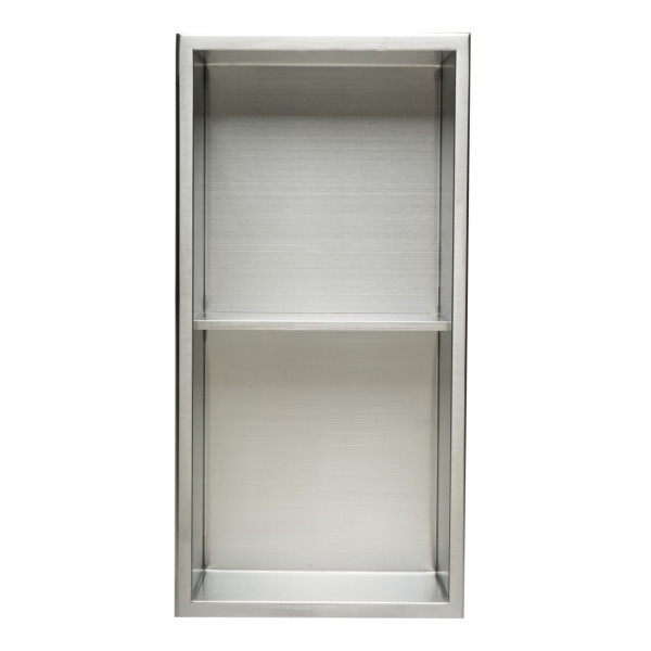 ALFI brand ABN1224 12" x 24" Vertical Double Shelf Stainless Bath/Shower Niche